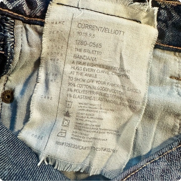 Current/Elliott ‘The Stiletto’ Skinny Leg Jeans in “Bandana” Print Size 28 - Picture 10 of 15